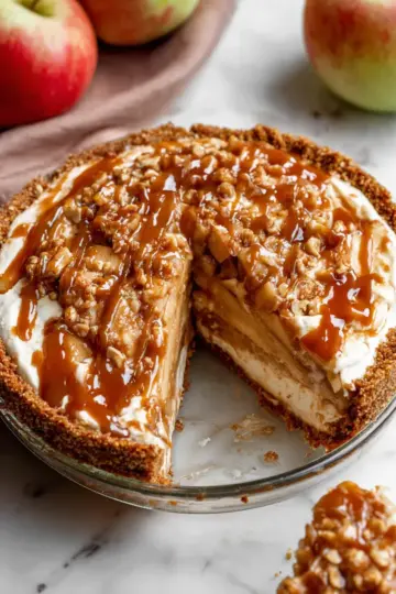 Caramel Apple Cheesecake Pie
